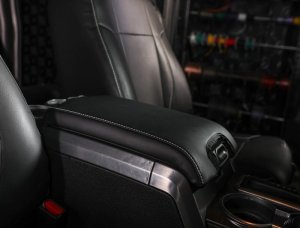 Ford Raptor Center Console Cover - PRP Seats - Black with Silver Stitch - `10-`14